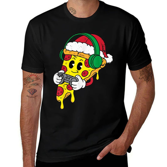 Christmas Gamer Pizza Video Gaming Men Boys Kidsn Youth  Quick-drying T-Shirt
