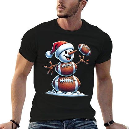 Football Snowman Christmas Cute American Football Kids Boys  Oversized Silhouette T-Shirt