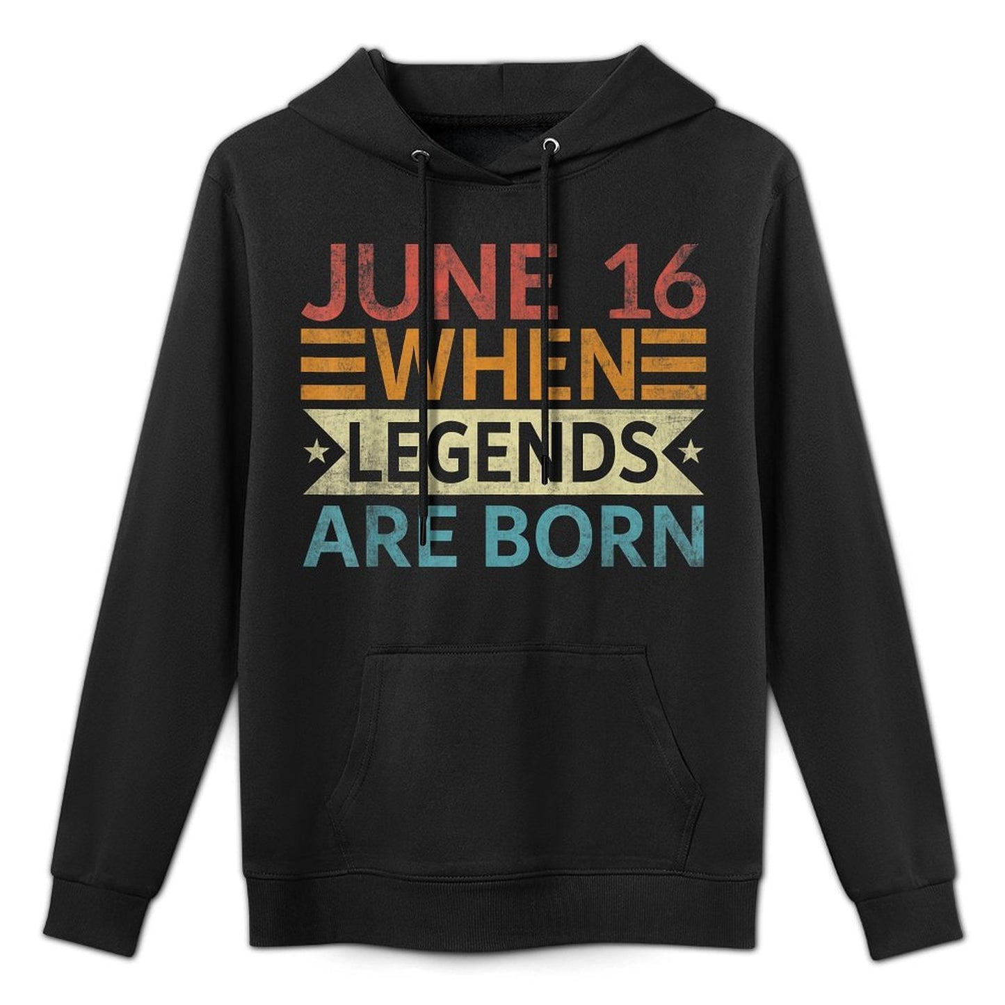 June 16 When Legends Are Born Happy Birthday Distressed Colorfast Hoodie