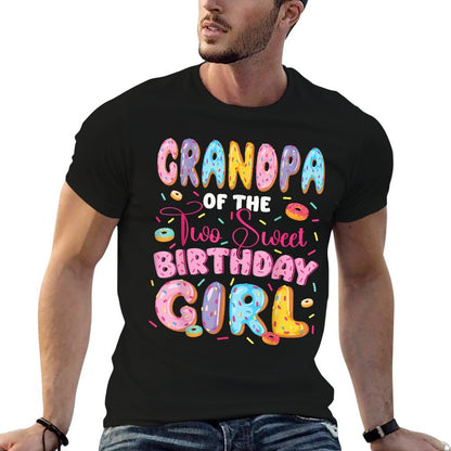 Grandpa Of The Two Sweet Birthday Girl Donut 2Nd Birthday  Fade-proof Color T-Shirt