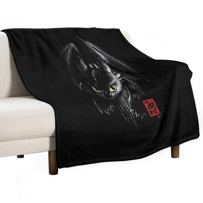 Fury Ink - Fantasy Black Dragon - Animation Movie Compact Throw Blanket