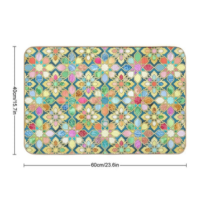 Gilded Moroccan Mosaic Tiles  Slip-Resistant Bath Mat