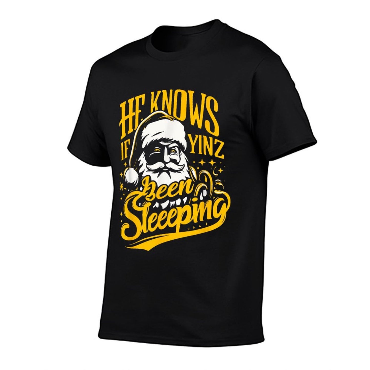 Yinzer Pittsburgh Christmas He Knows If Yinz Been Sleeping  Lightweight T-Shirt