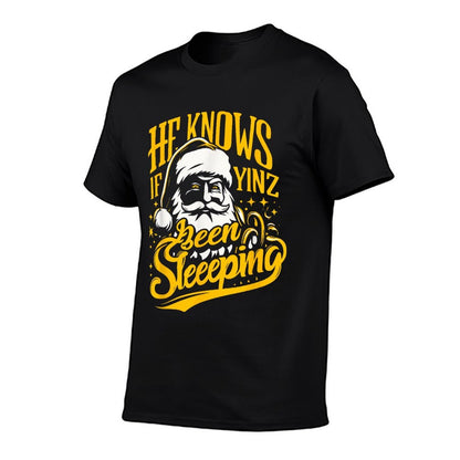 Yinzer Pittsburgh Christmas He Knows If Yinz Been Sleeping  Lightweight T-Shirt