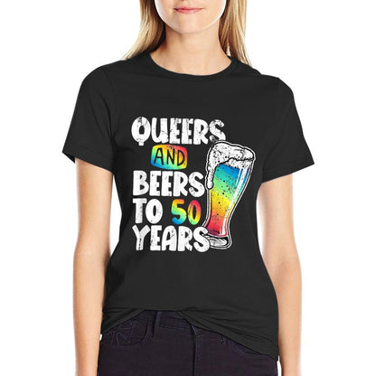 Queers And Beers to 50 Years, 50th Birthday Gay Pride LGBTQ  Soft T-Shirt