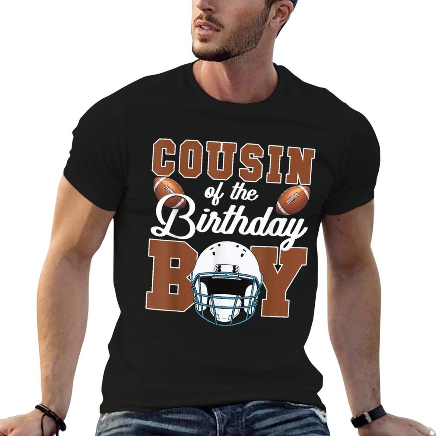Football Touchdown Birthday Kids Outfit - Unisex Kids & Adults Family Matching Football Party - Black,, Size 45  Ribbed Collar T-Shirt