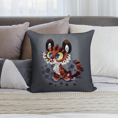 Derpy Tiger Cub Soft Durable Construction Throw Pillow