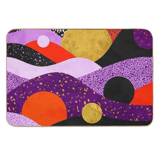 Terrazzo Galaxy Purple Orange Gold  Easy Maintenance Bath Mat