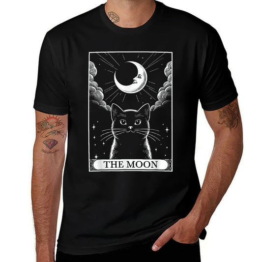 Tarot Card Vintage Crescent Moon Black Cat Mom Cat Lovers  Versatile T-Shirt