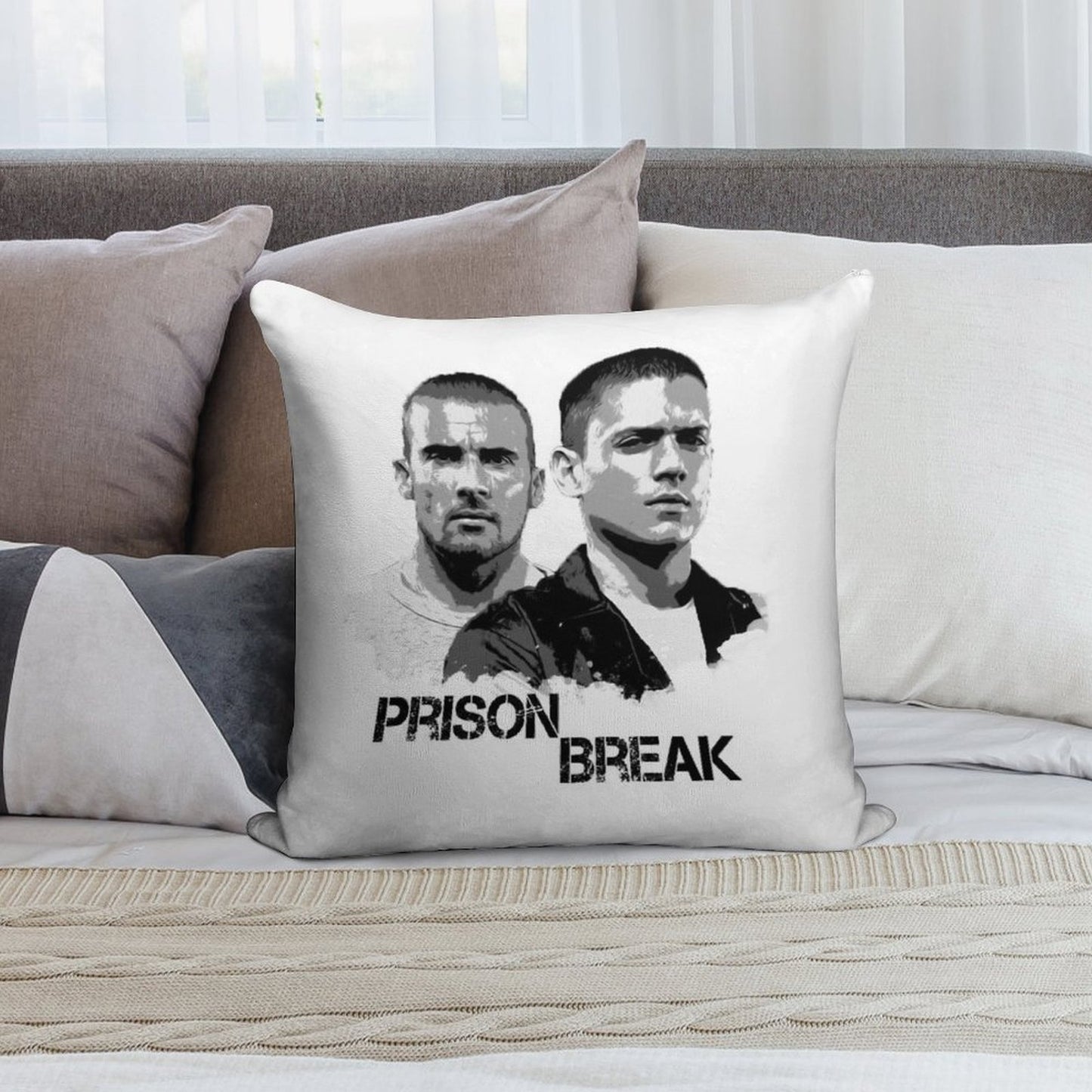 Prison Break Illustration Soft Luxury Feel Throw Pillow