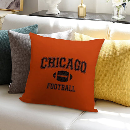 American Football Sport Design  Chicago Football - Distressed Soft Durable Construction Throw Pillow