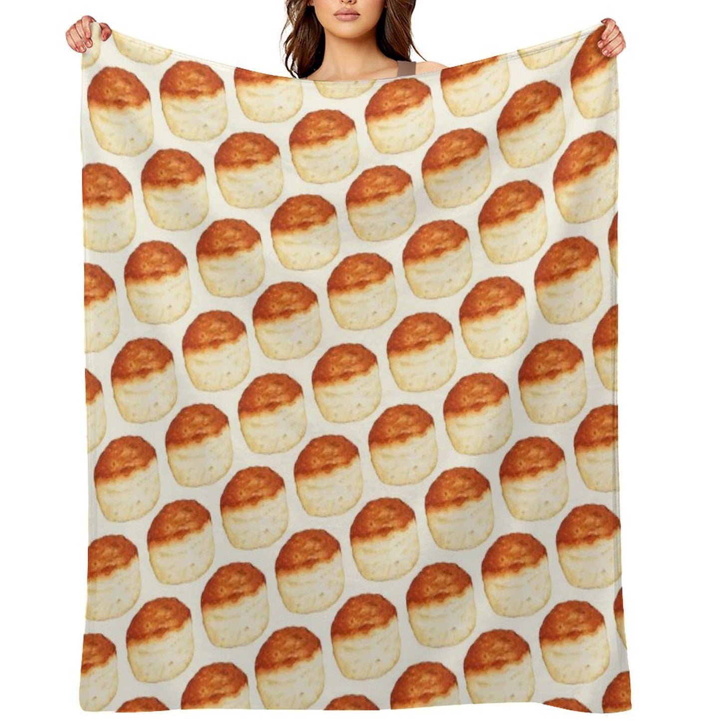Biscuit Pattern - White Lightweight Throw Blanket