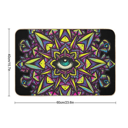 Dharma Wheel Neon Mandala Eye  Anti-Trip Bath Mat