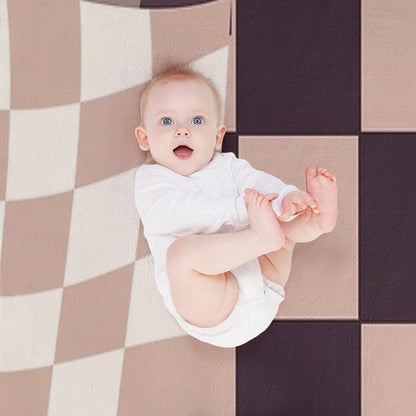 Checkerboard Pattern, Pink, Wavy Easy Care Throw Blanket