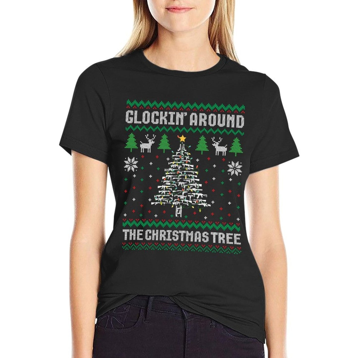 Glockin Around The Christmas Tree Ugly Xmas for Gun Owners  Graphic-printed T-Shirt