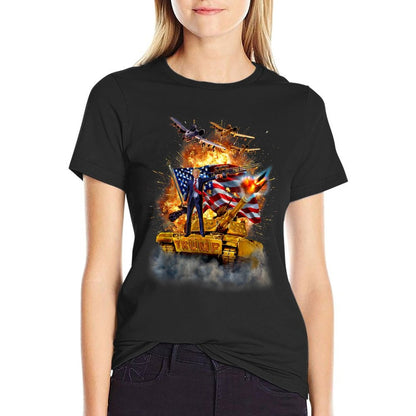 T-Shirt, United States President Donald Trump Epic Battle  Summer-ready Fabric T-Shirt