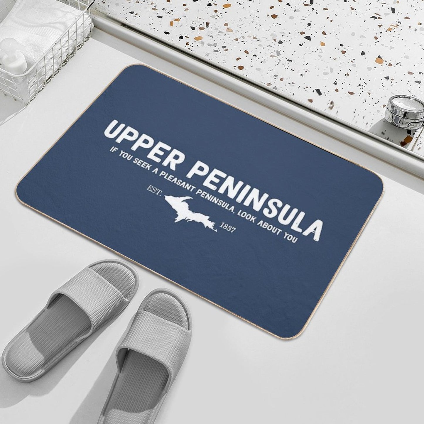 Upper Peninsula, Northern Michigan's Pleasant Peninsula U.P.  Repositionable Bath Mat