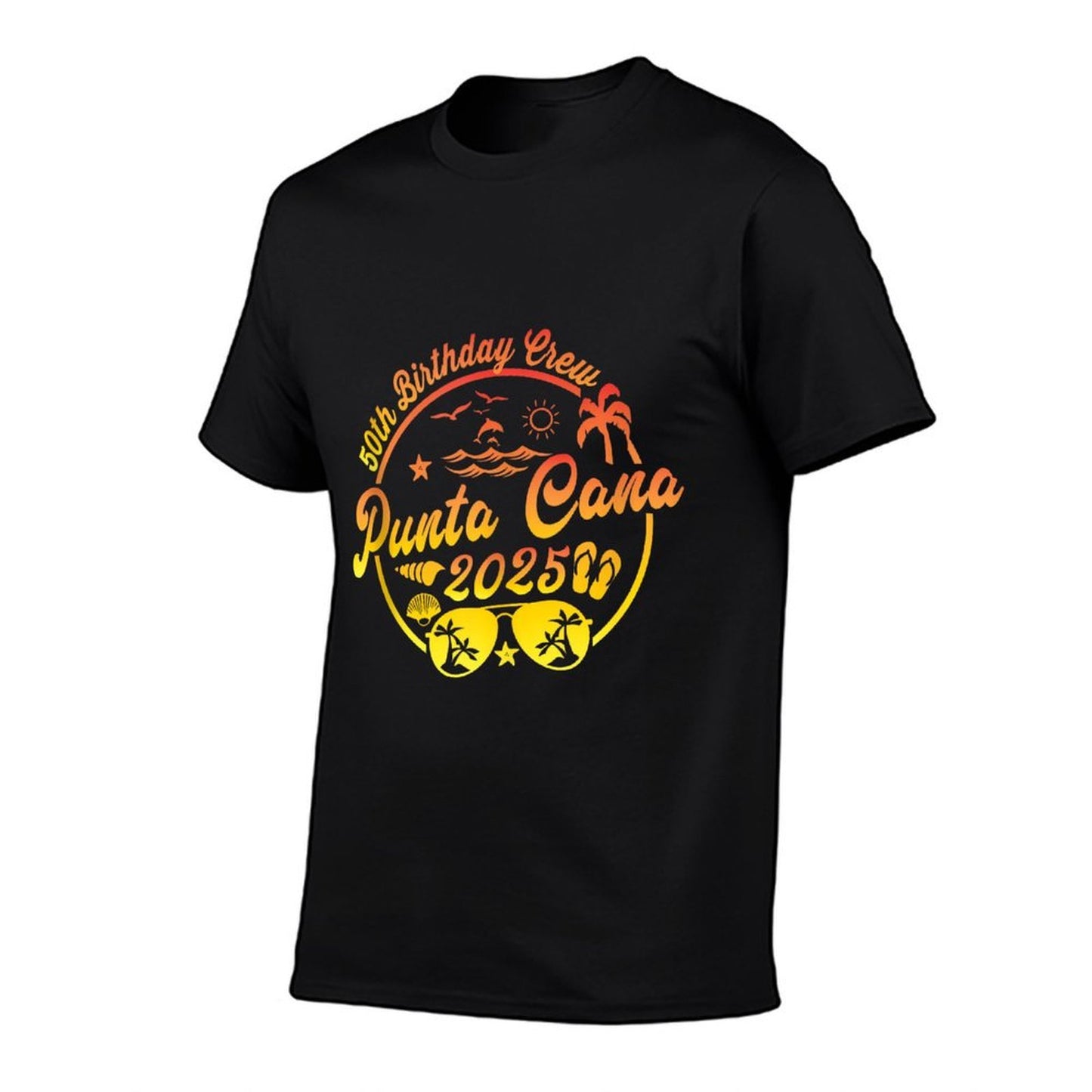 Punta Cana 50th Birthday Crew 2025 Vacation 50 Years Old  Rolled Sleeves T-Shirt