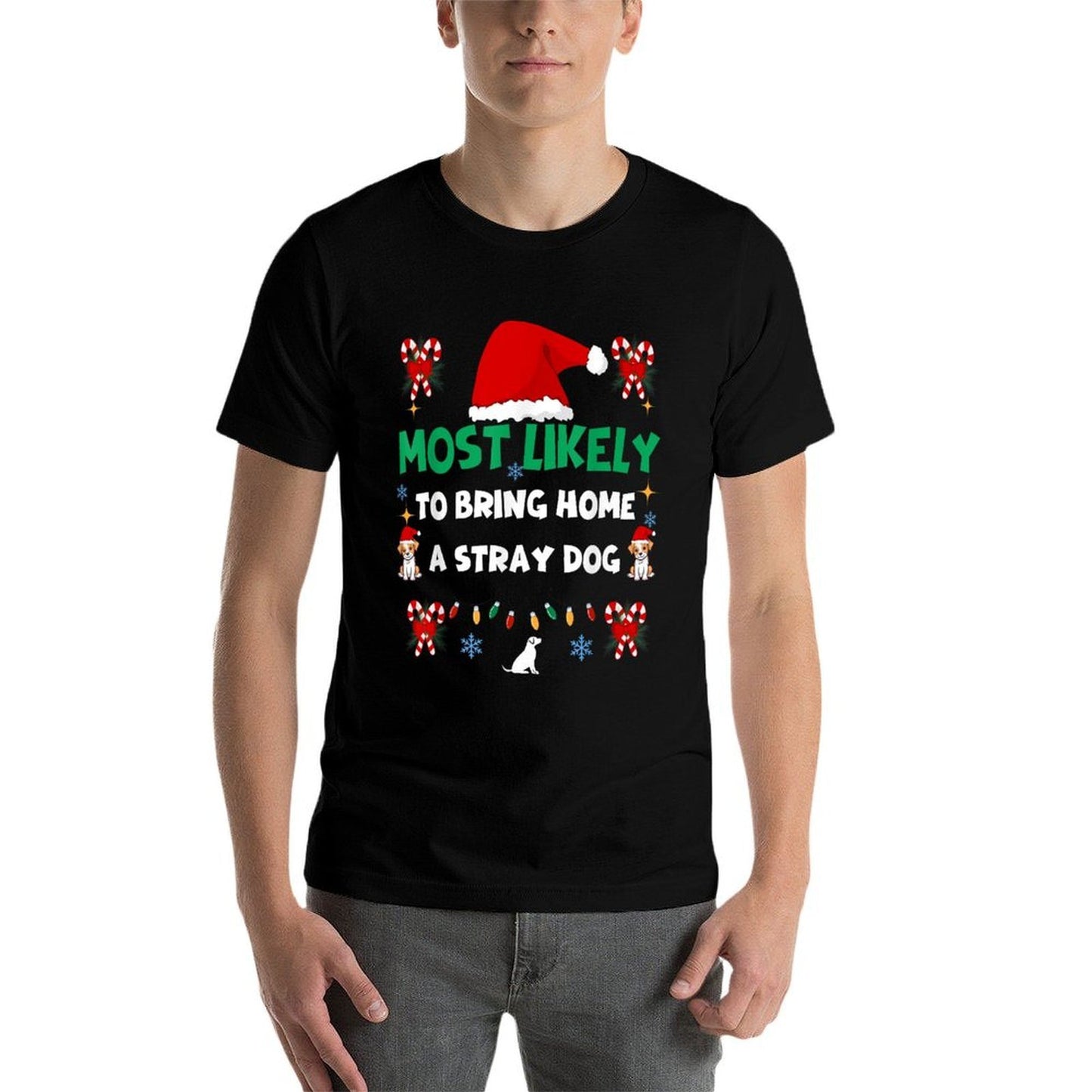 Most Likely To Bring Home A Stray Dog Matching Christmas  Relaxed-fit T-Shirt