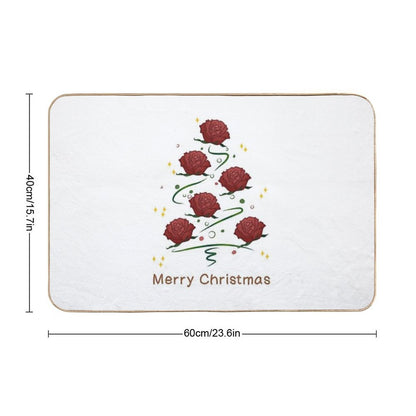 Christmas Rose Tree  Easy To Clean Bath Mat