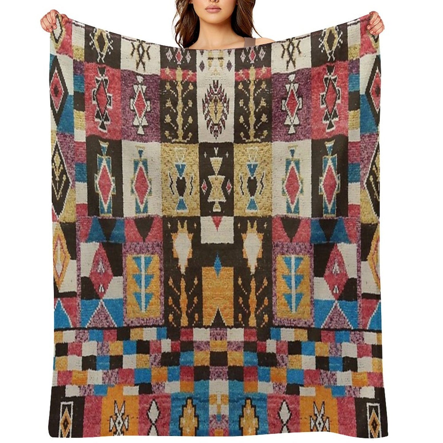 Moroccan Heritage Pattern Carpet All-season Throw Blanket
