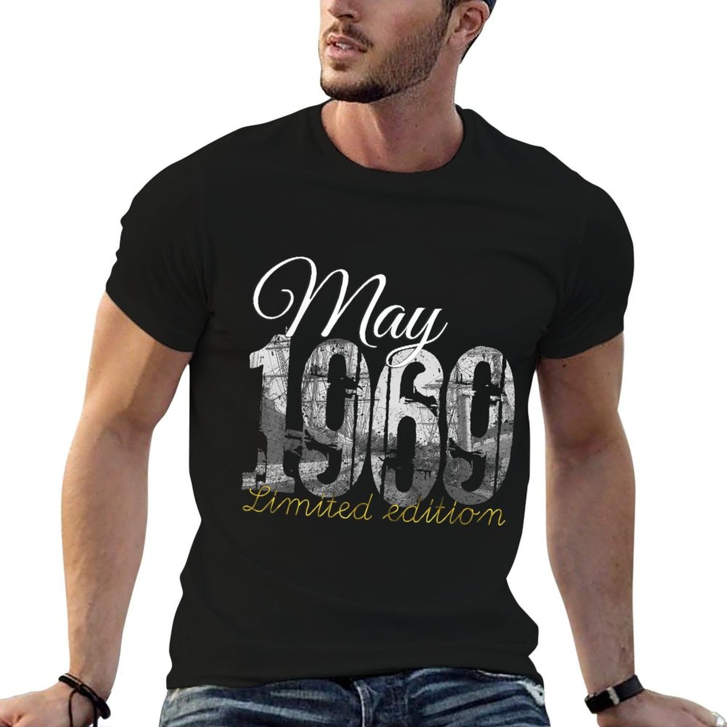 May 1969 - 50 Year Old 1969 50th Birthday Gift  Oversized Silhouette T-Shirt