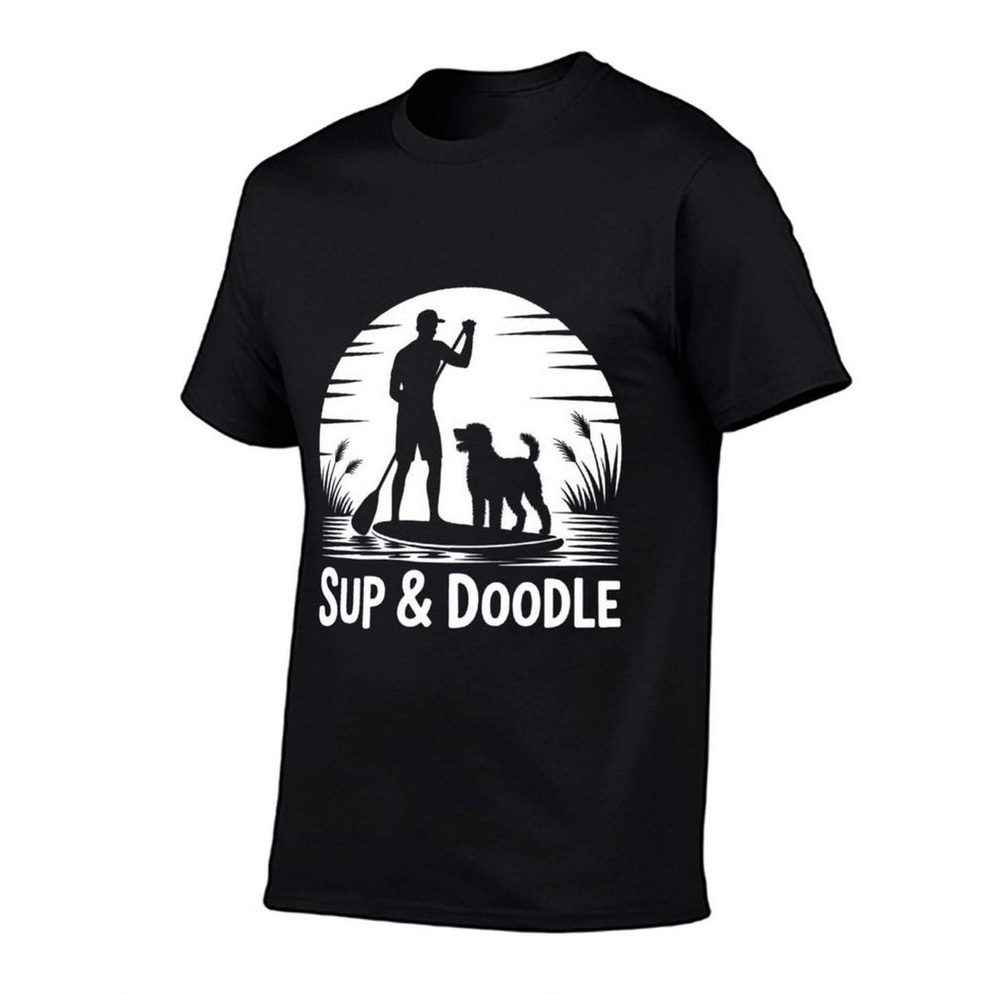 SUP  Doodle Dog Lover Paddleboarding  Trendy Pattern T-Shirt