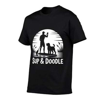 SUP  Doodle Dog Lover Paddleboarding  Trendy Pattern T-Shirt