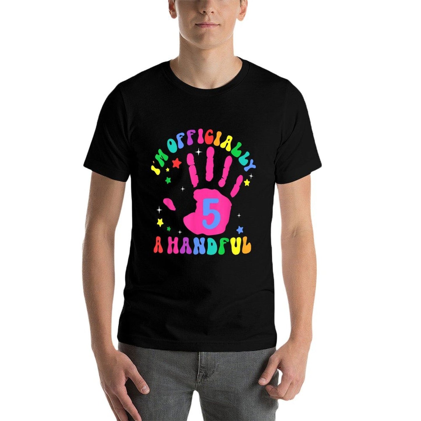 Kids I'm Officially A Handful Five 5th Birthday Girls Boys  Cotton T-Shirt