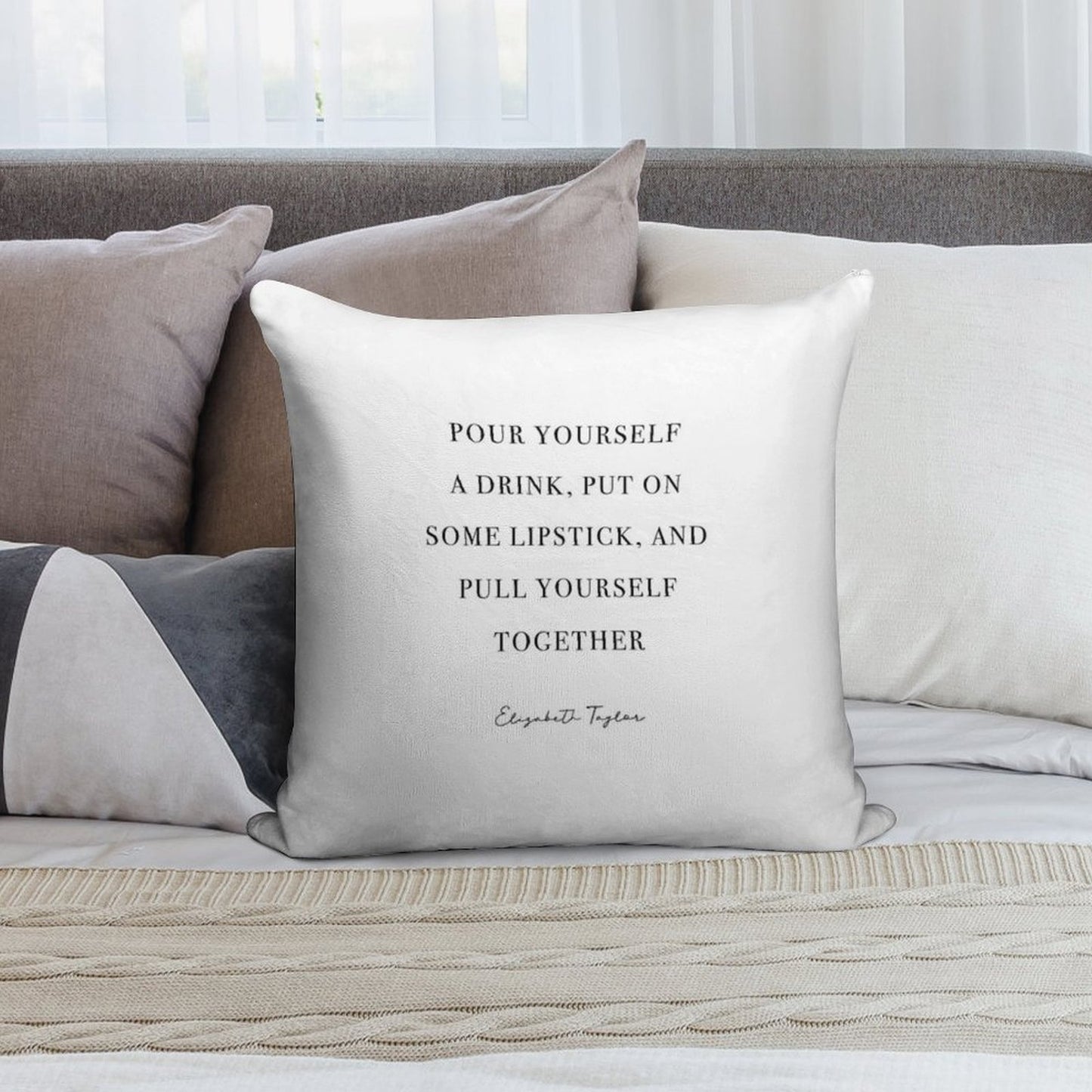 Pour Yourself A Drink, Put on Some Lipstick Soft Easy Maintenance Throw Pillow