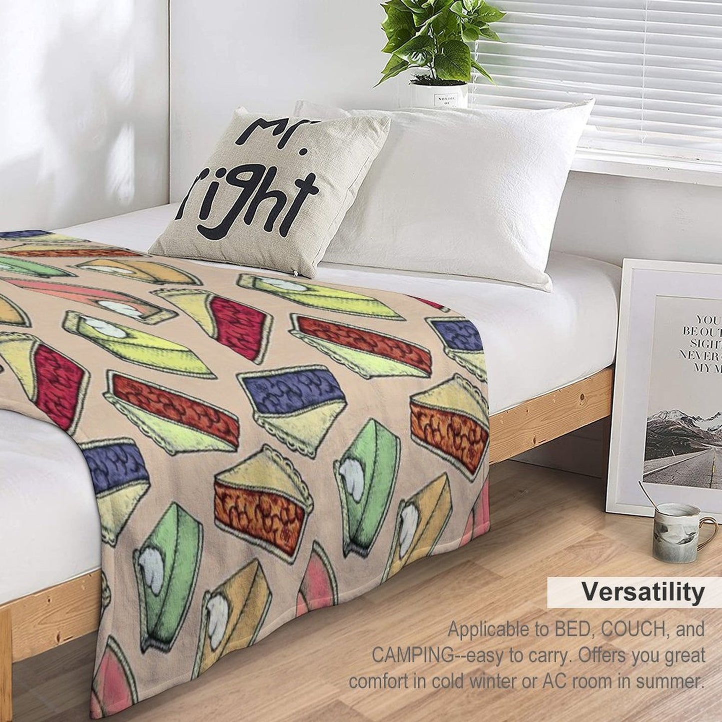 Easy As Pie - Cute Illustrations of Pie on Neutral Tan Quick-dry Throw Blanket