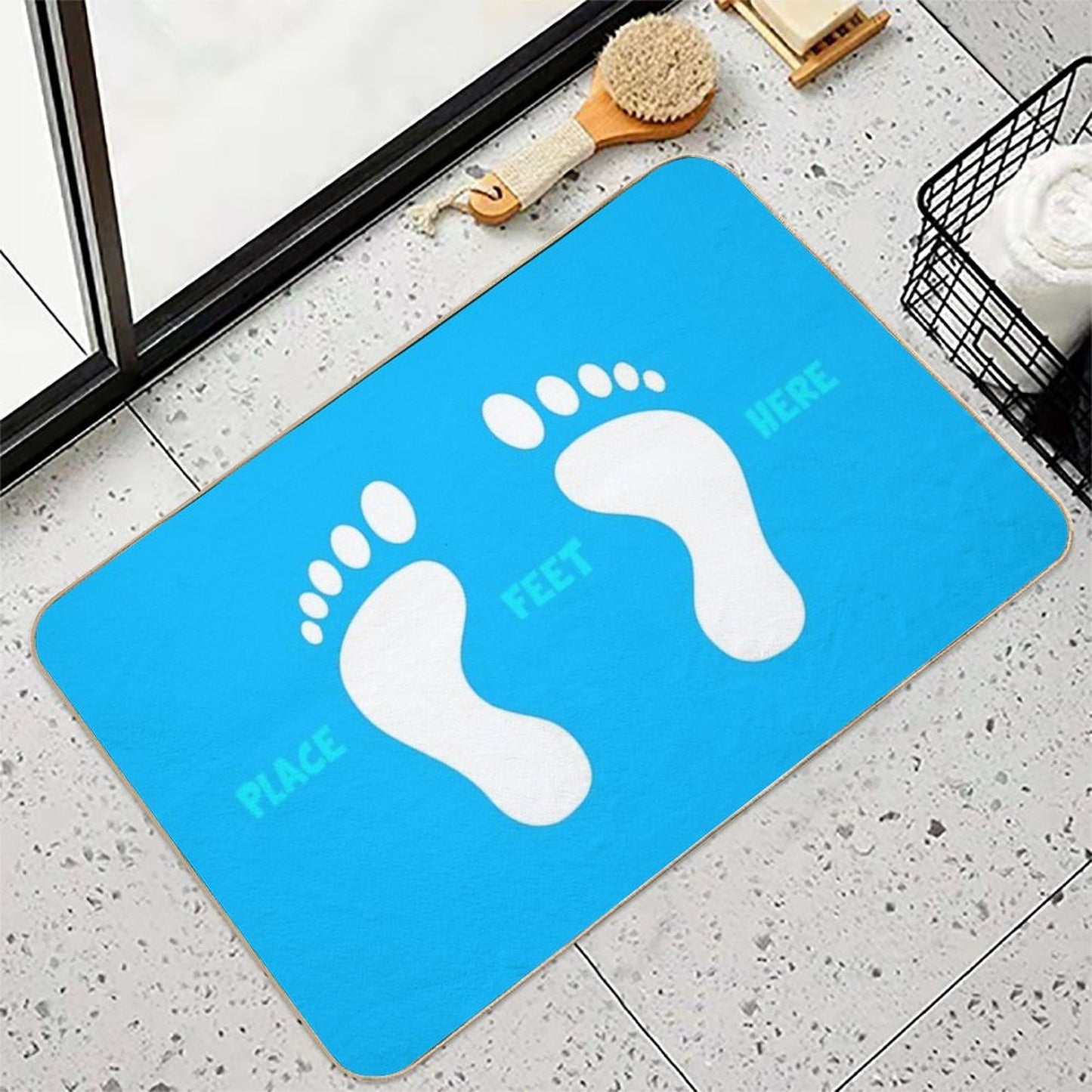 Place Feet Here Durable Bath Mat