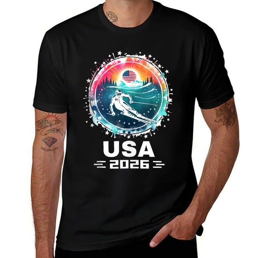 USA 2026 Go United States Winter Sport USA Team 2026 USA  Cotton T-Shirt