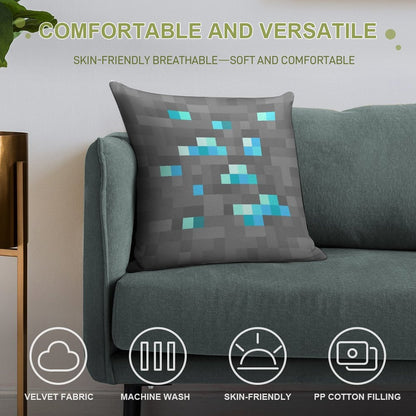 Minecraft Diamond Block Soft Short Plush Fabric Throw Pillow