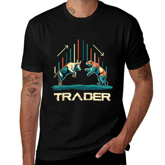 Bull And Bear Trader Stock Market Minimalist  Cotton T-Shirt