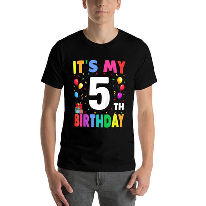 It&#39;s My 5th Birthday 5 Five Happy Birthday Boys Or Girls  Oversized Silhouette T-Shirt