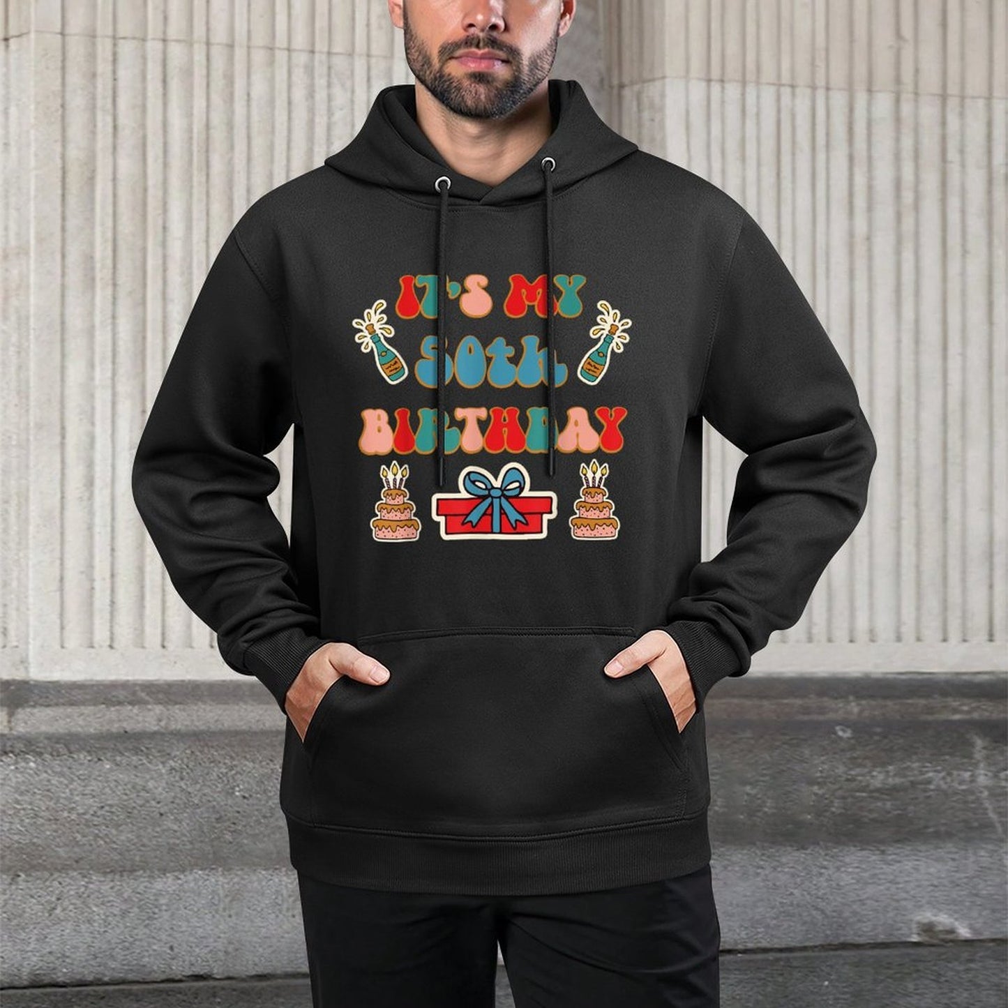 Retro Groovy It's My 50th Birthday Customizable Surface Hoodie