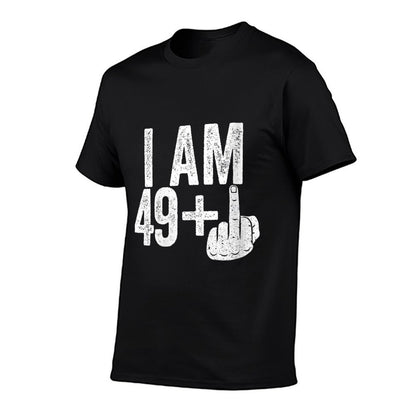 Womens I Am 49 Plus Middle Finger Men Women 50th Birthday  Summer-ready Fabric T-Shirt