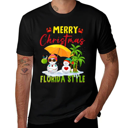 Merry Christmas Florida Style Snowman Summer Vacation  Stretchy T-Shirt