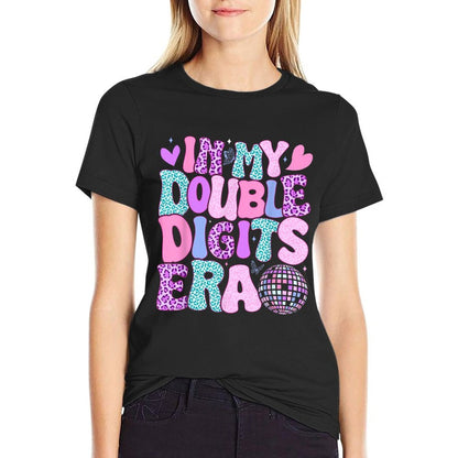 In My Double Digits Era Retro 10 Year Old 10th Birthday Girl  Rolled Sleeves T-Shirt