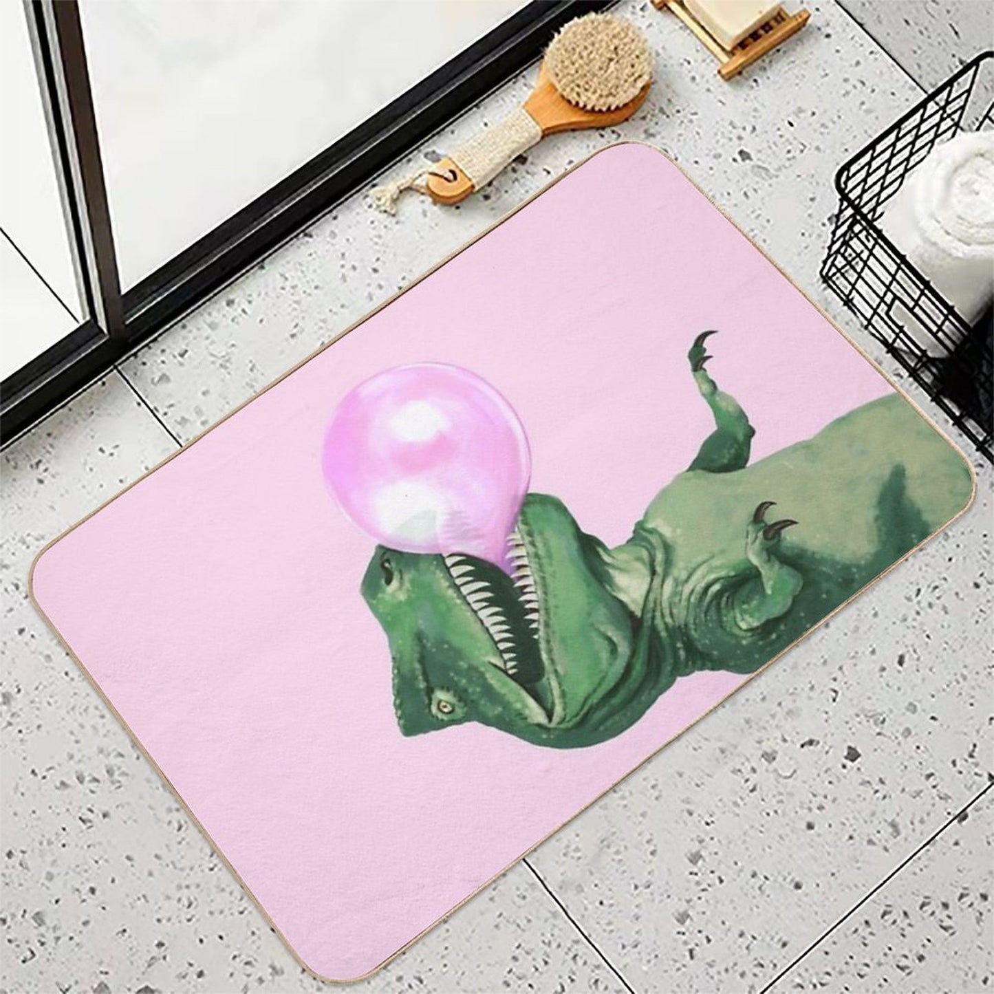 Bubble Gum T-Rex in Pink  Multi-Purpose Bath Mat