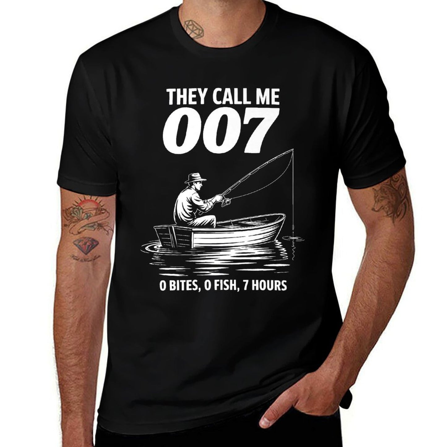 Funny Fishing They Call Me 007 0 Bites 0 Fish 7 Hours Humor Premium  Affordable Price T-Shirt