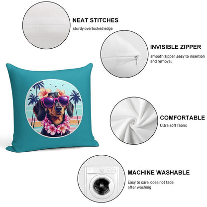 Hawaiian Dachshund Dog Retro Summer Vibes Soft Multiple Sizes Throw Pillow