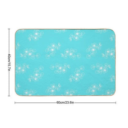 Cyan Blue Floral Petals AOP  Stain-Proof Bath Mat