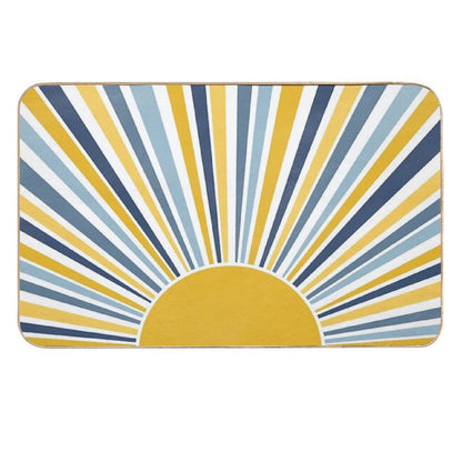 Blue And Yellow Sun, Sunrise  Eco-Friendly Bath Mat