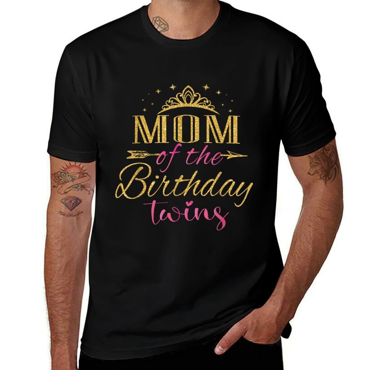 Mom Of The Birthday Twins Kids Party  High-quality Stitching T-Shirt