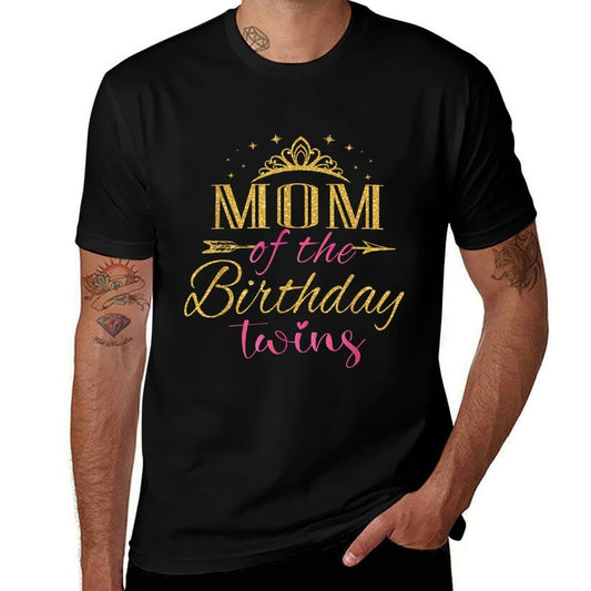 Mom Of The Birthday Twins Kids Party  High-quality Stitching T-Shirt