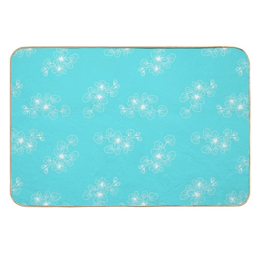 Cyan Blue Floral Petals AOP  Stain-Proof Bath Mat