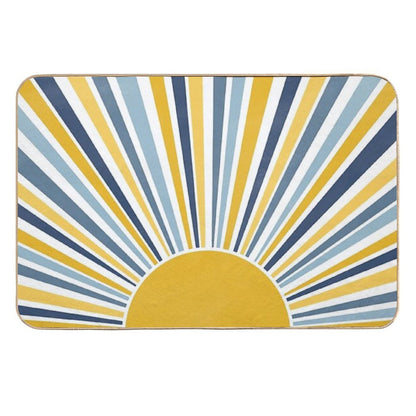 Blue And Yellow Sun, Sunrise  Eco-Friendly Bath Mat