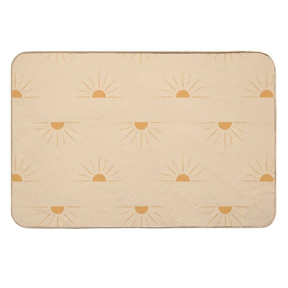 Yellow Suns on Cream  Rapid-Drying Bath Mat